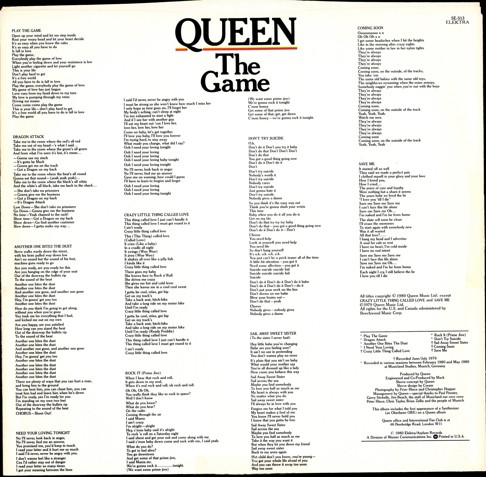 Queen - The Game Vinyl LP Kopie