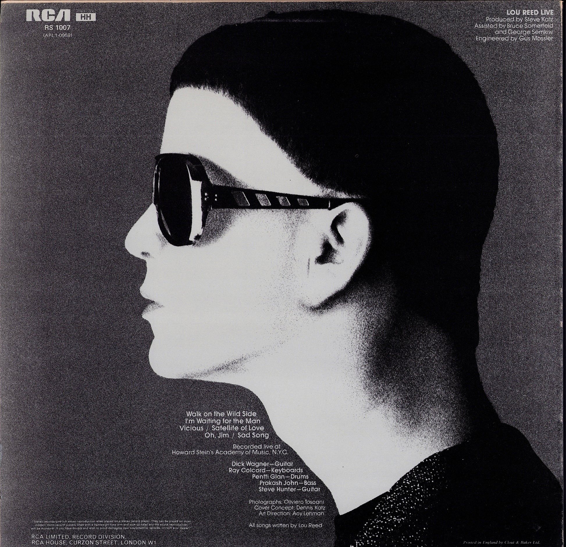 Lou Reed ‎- Lou Reed Live Vinyl LP