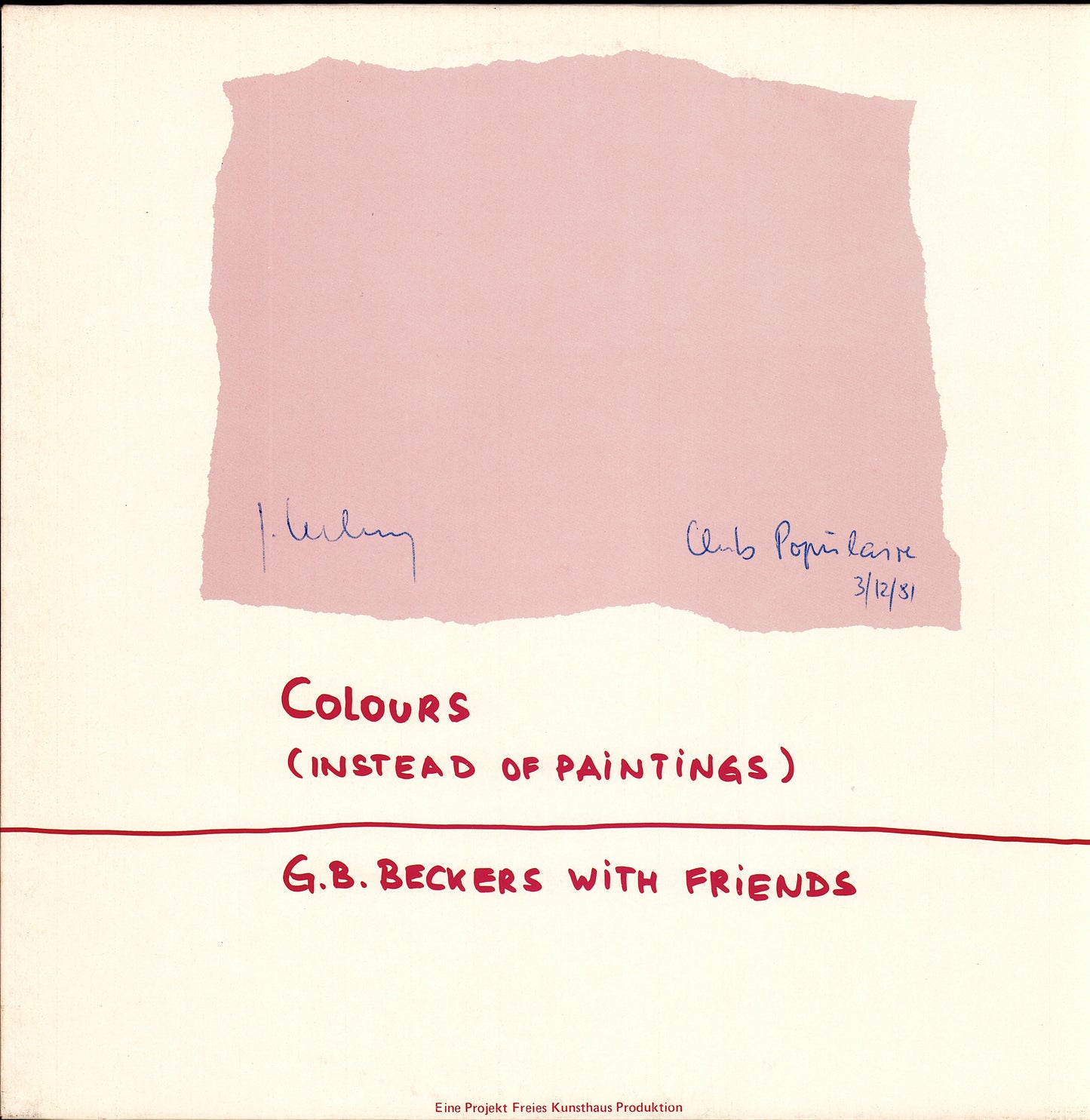 G. B. Beckers With Friends ‎– Colours Instead Of Paintings Vinyl LP