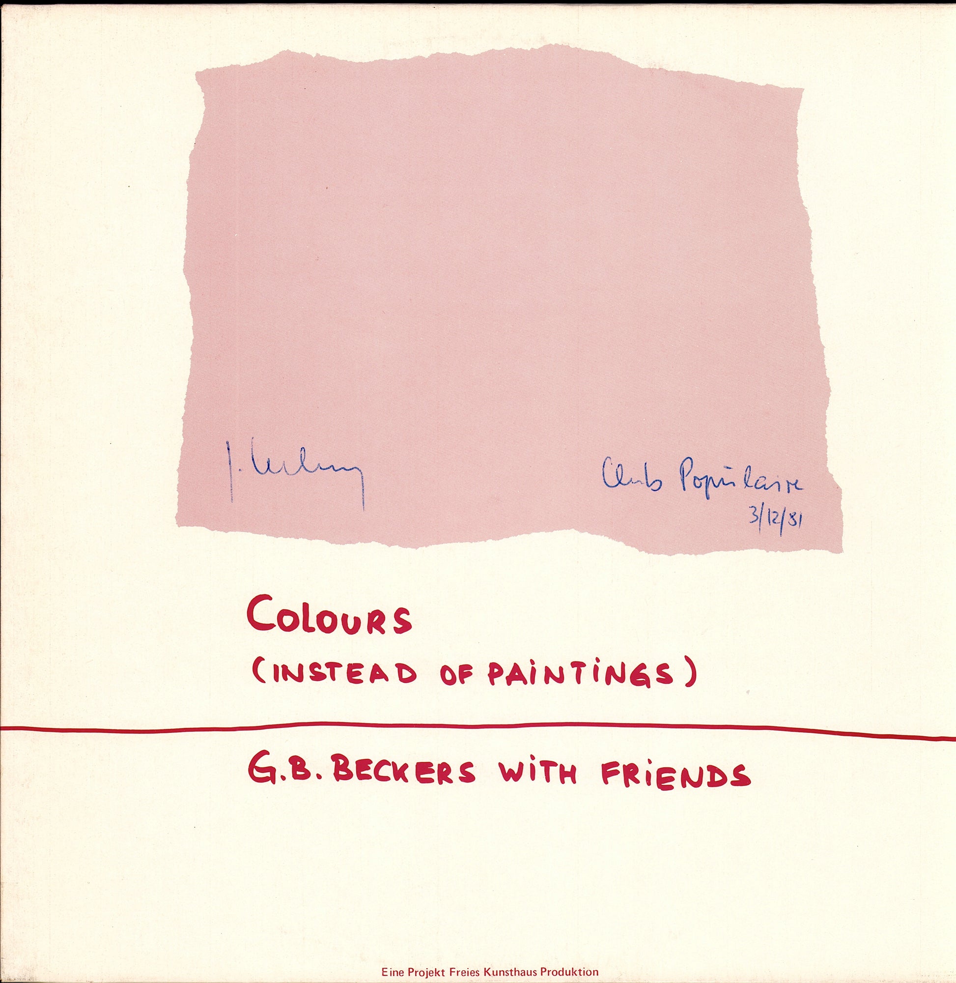 G. B. Beckers With Friends ‎– Colours Instead Of Paintings Vinyl LP