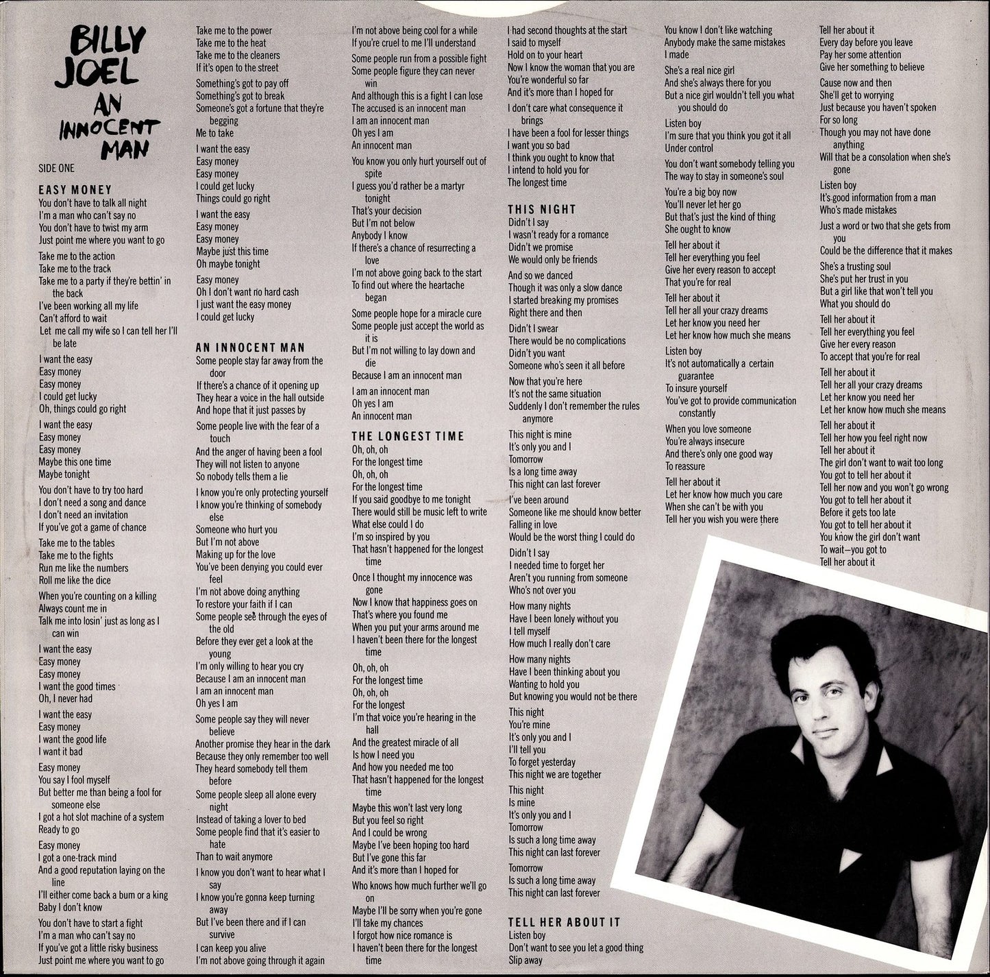 Billy Joel ‎- An Innocent Man Vinyl LP