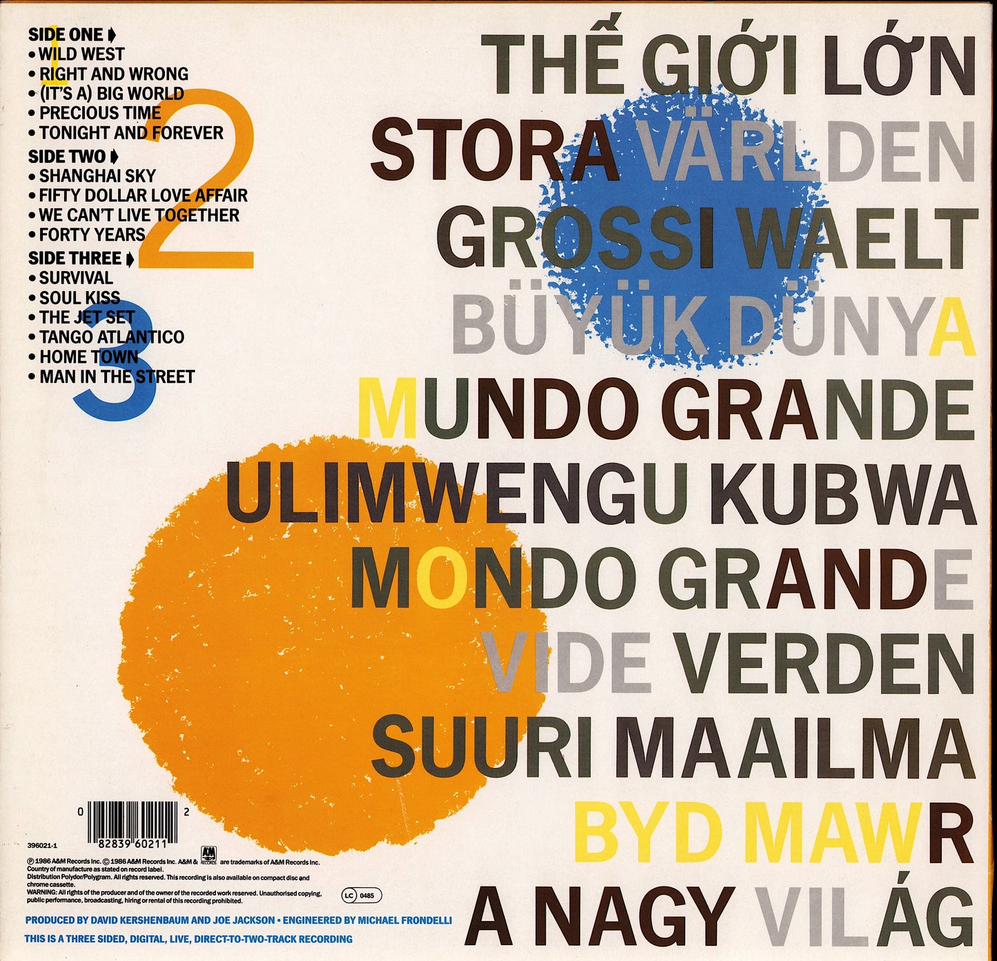 Joe Jackson – Big World Vinyl 2LP