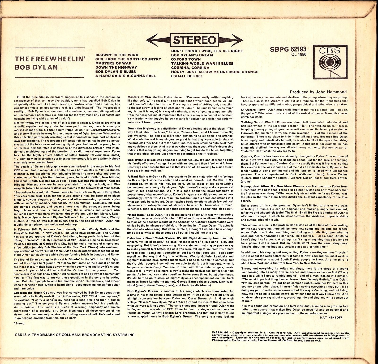 Bob Dylan ‎- The Freewheelin' Bob Dylan Vinyl LP Kopie