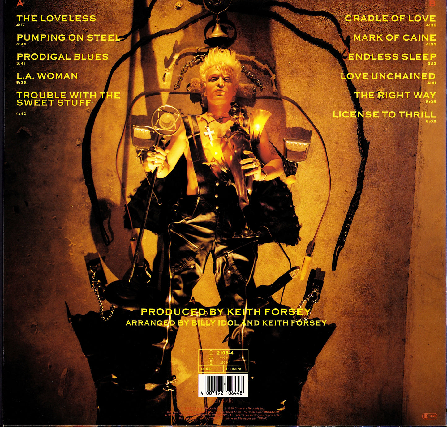 Billy Idol ‎- Whiplash Smile Vinyl LP Kopie