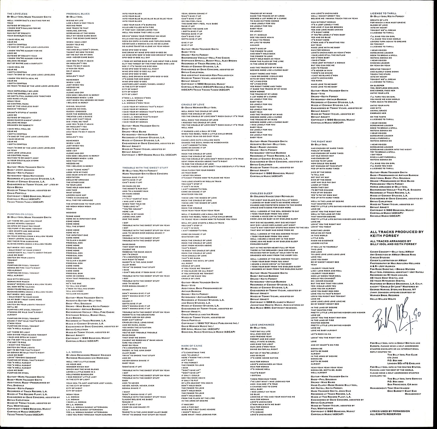 Billy Idol ‎- Whiplash Smile Vinyl LP Kopie