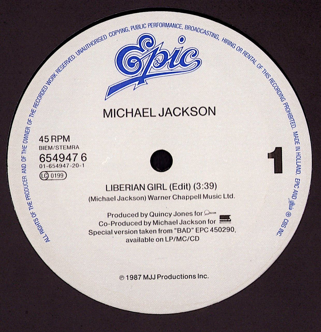 Michael Jackson - Liberian Girl Vinyl 12" Maxi-Single