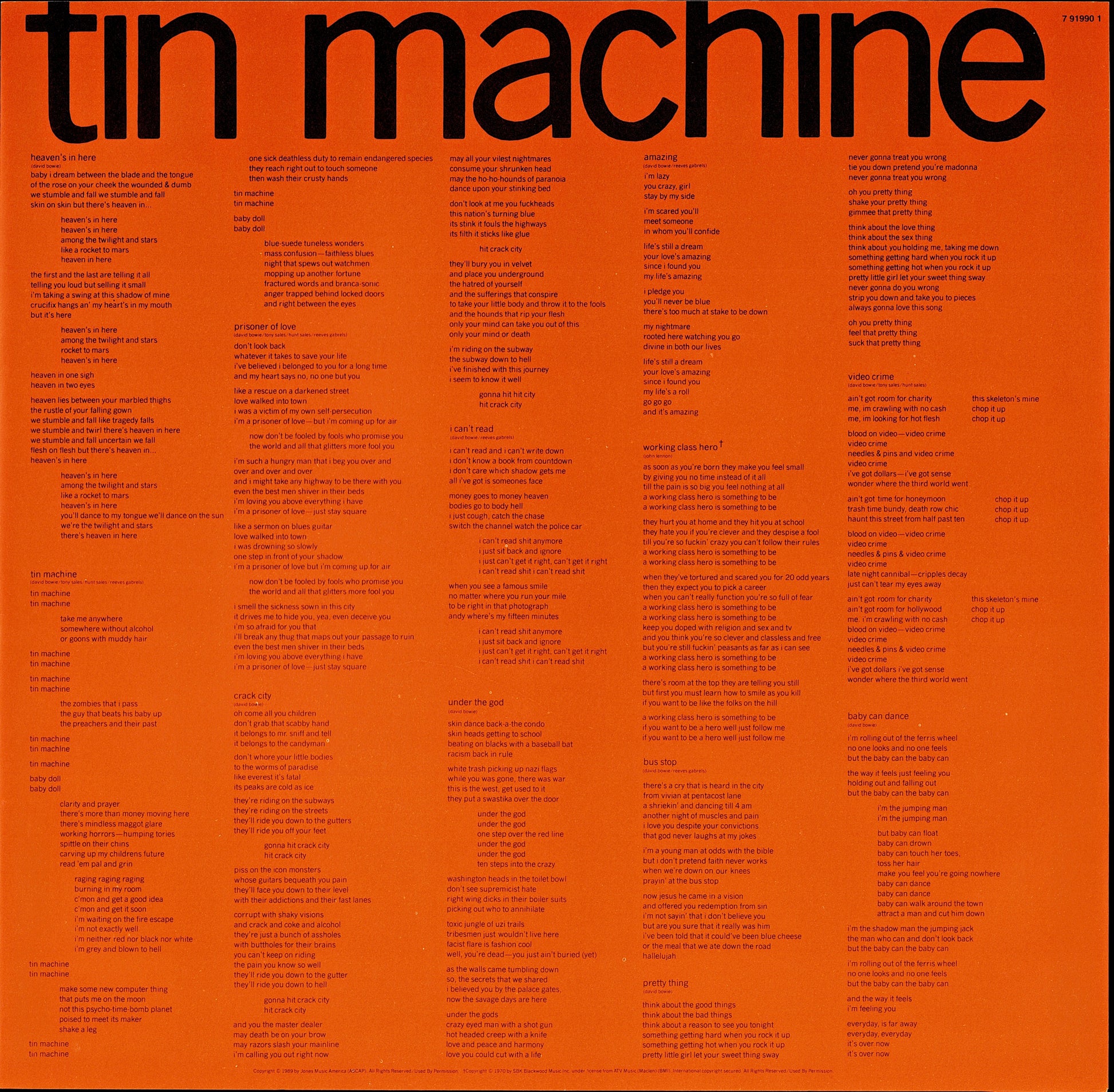Tin Machine – Tin Machine Vinyl LP