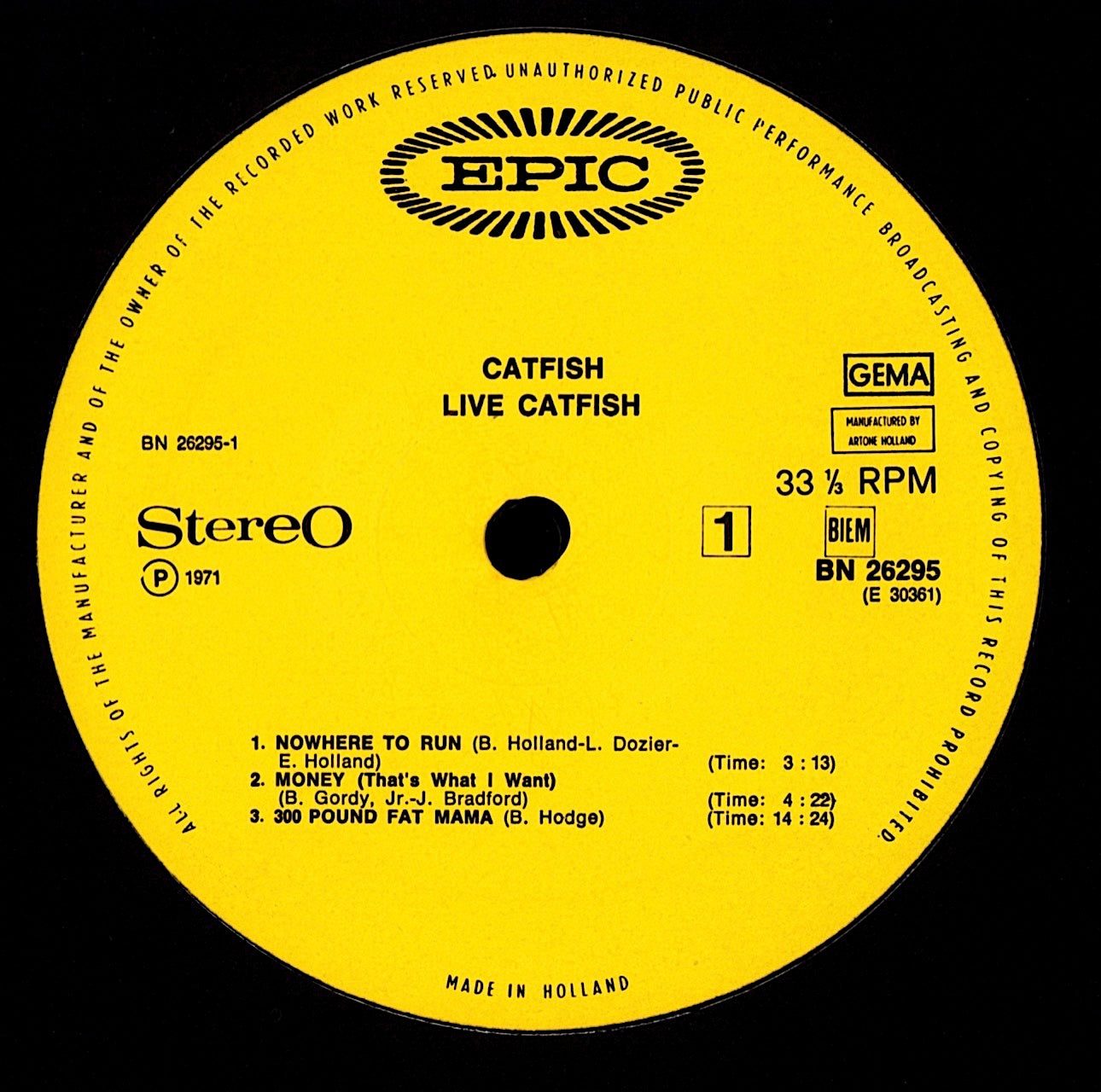 Catfish Featuring Bob Hodge – Live Catfish Vinyl LP