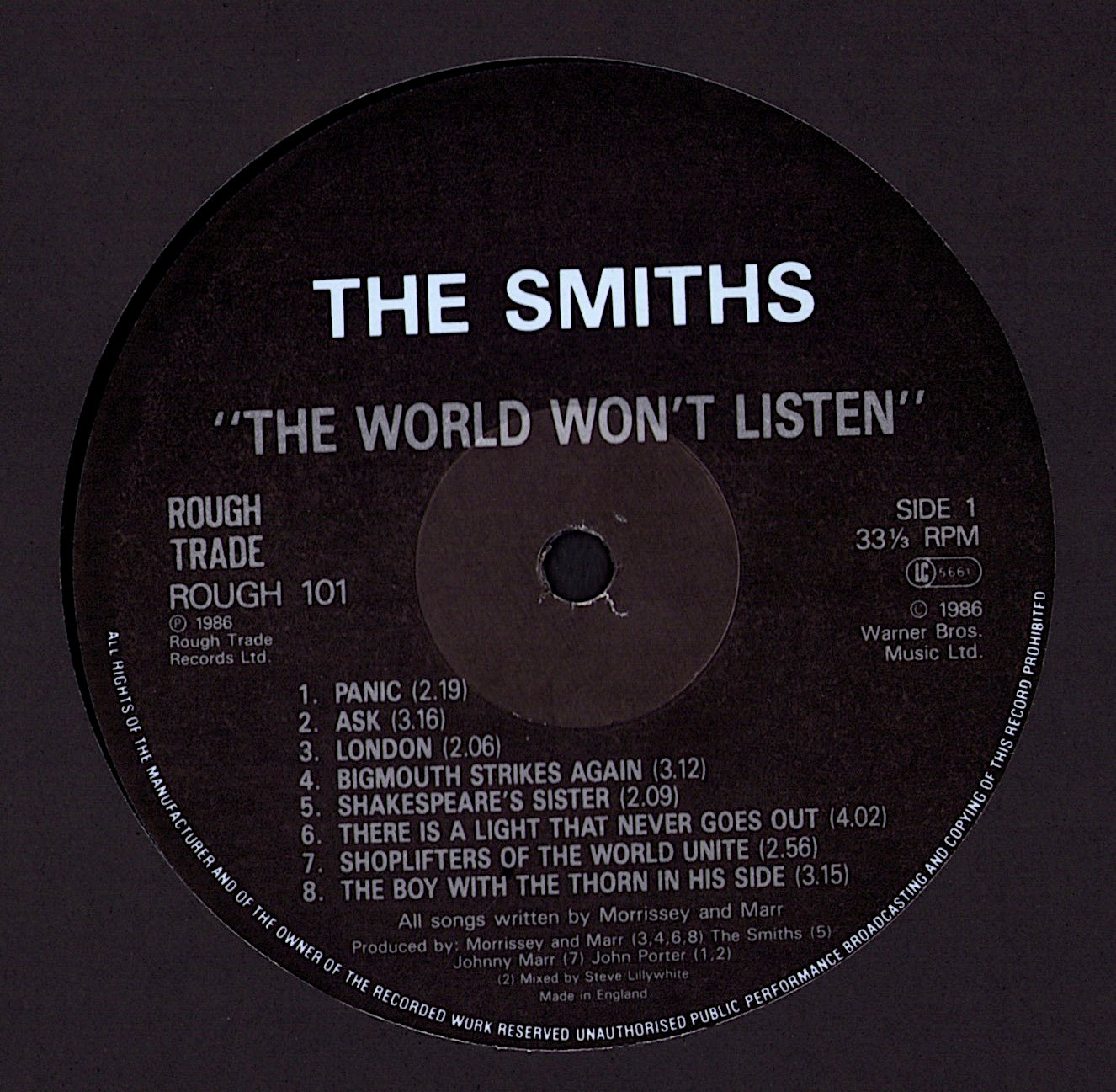 The Smiths ‎- The World Won't Listen Vinyl LP
