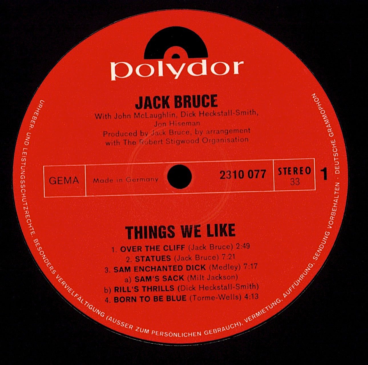 Jack Bruce With John McLaughlin, Dick Heckstall-Smith, Jon Hiseman – Things We Like Vinyl LP
