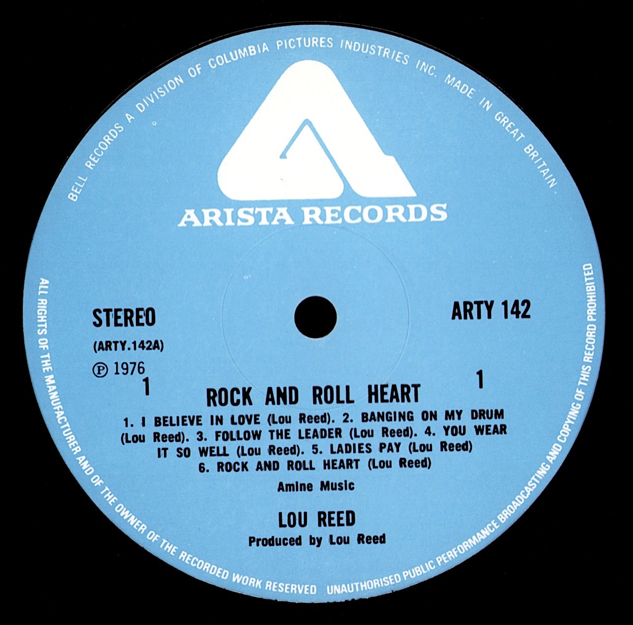 Lou Reed ‎- Rock And Roll Heart Vinyl LP
