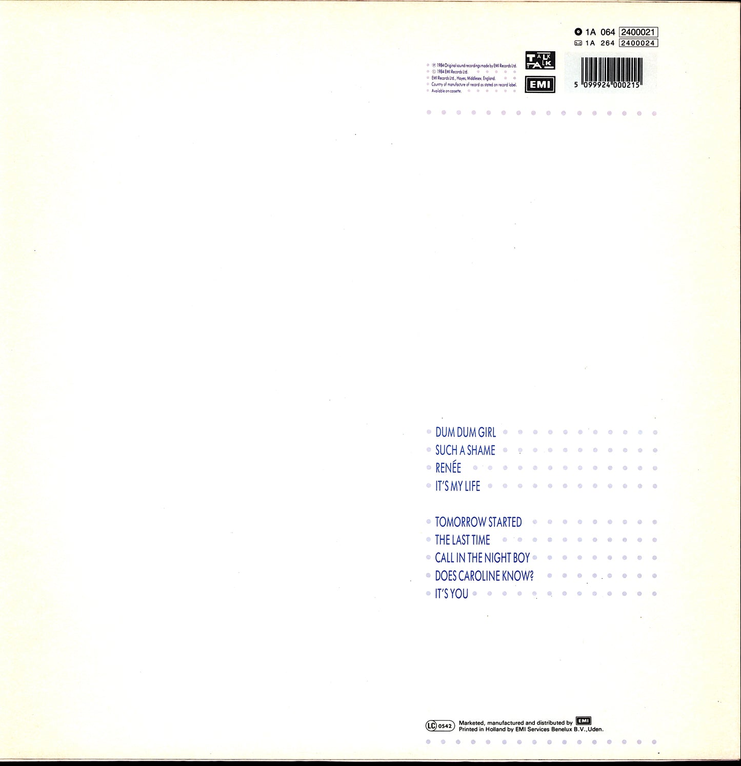 Talk Talk - It's My Life Vinyl LP Kopie