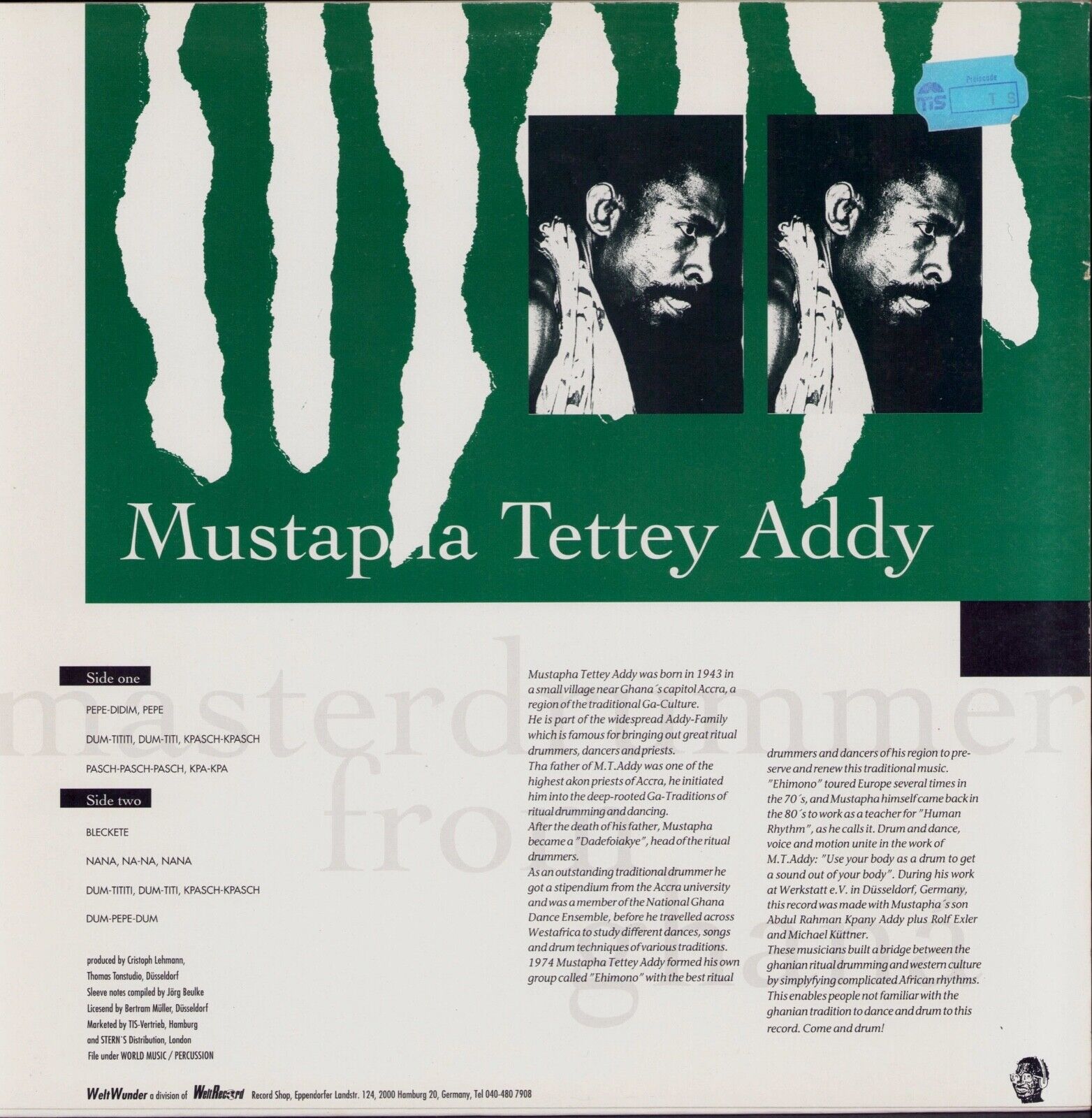 Mustapha Tettey Addy ‎- Come And Drum - Masterdrummer From Ghana Vinyl LP