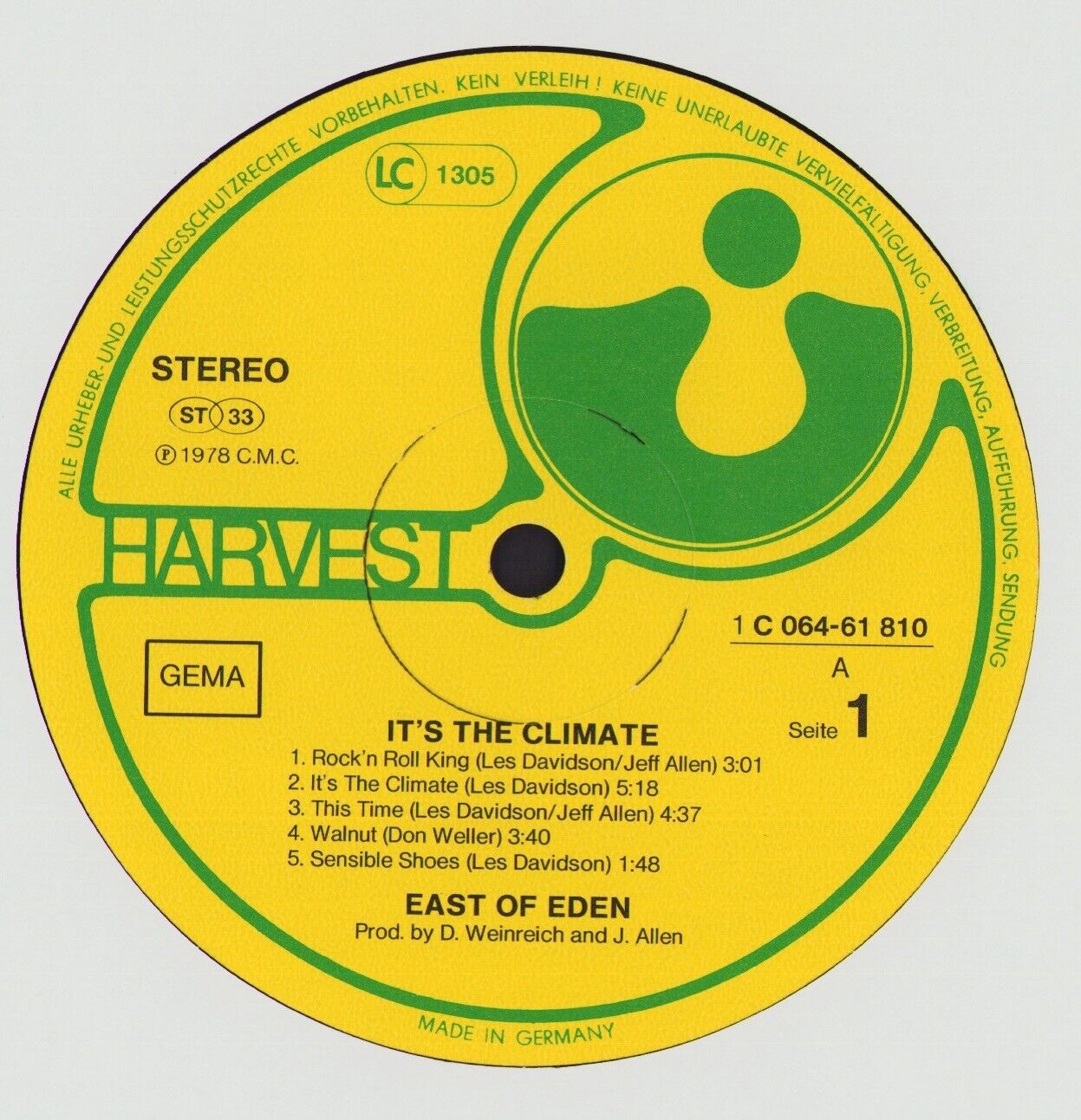 East Of Eden - It's The Climate Vinyl LP DE