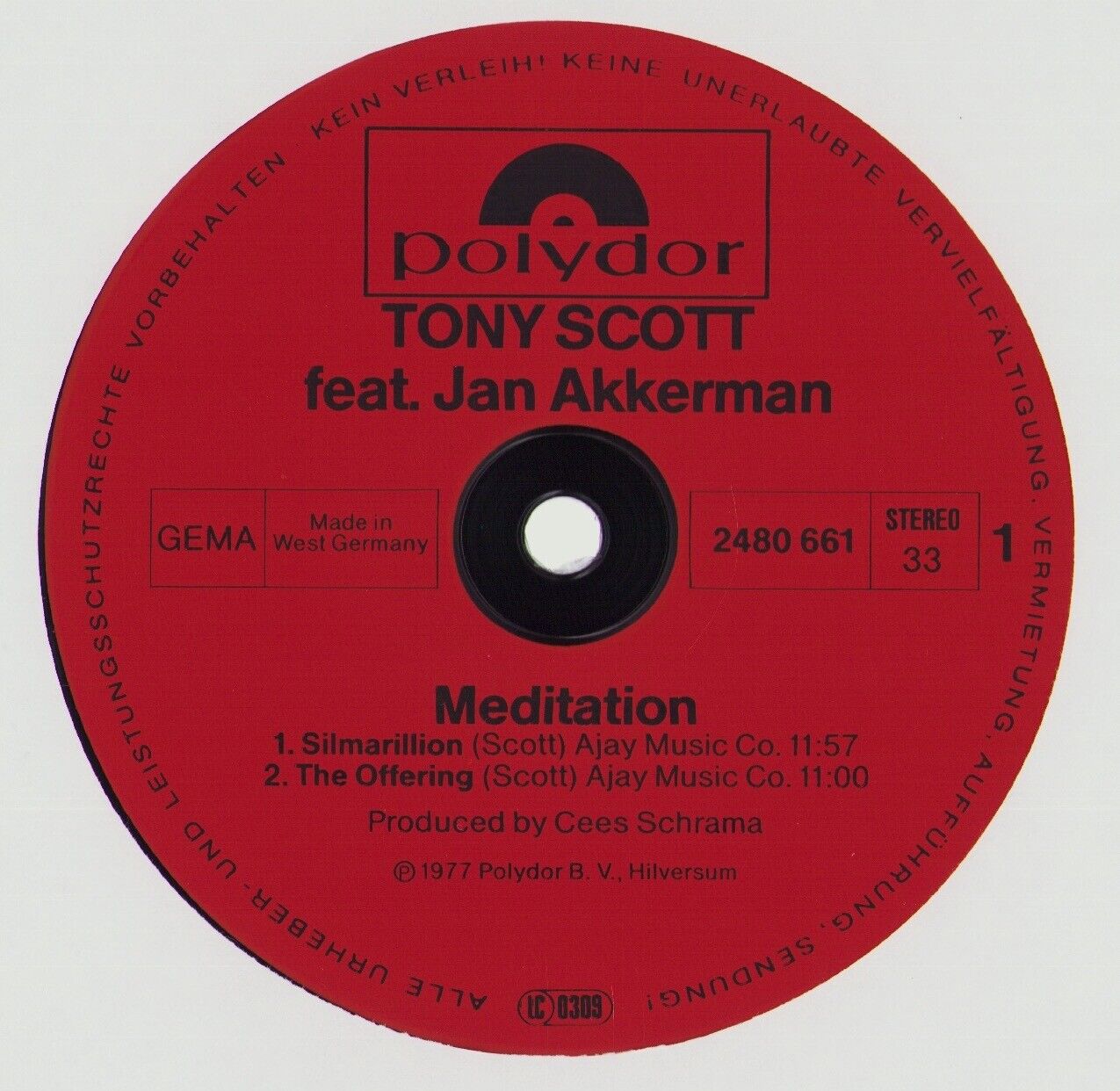 Tony Scott Featuring Jan Akkerman - Meditation Vinyl LP DE