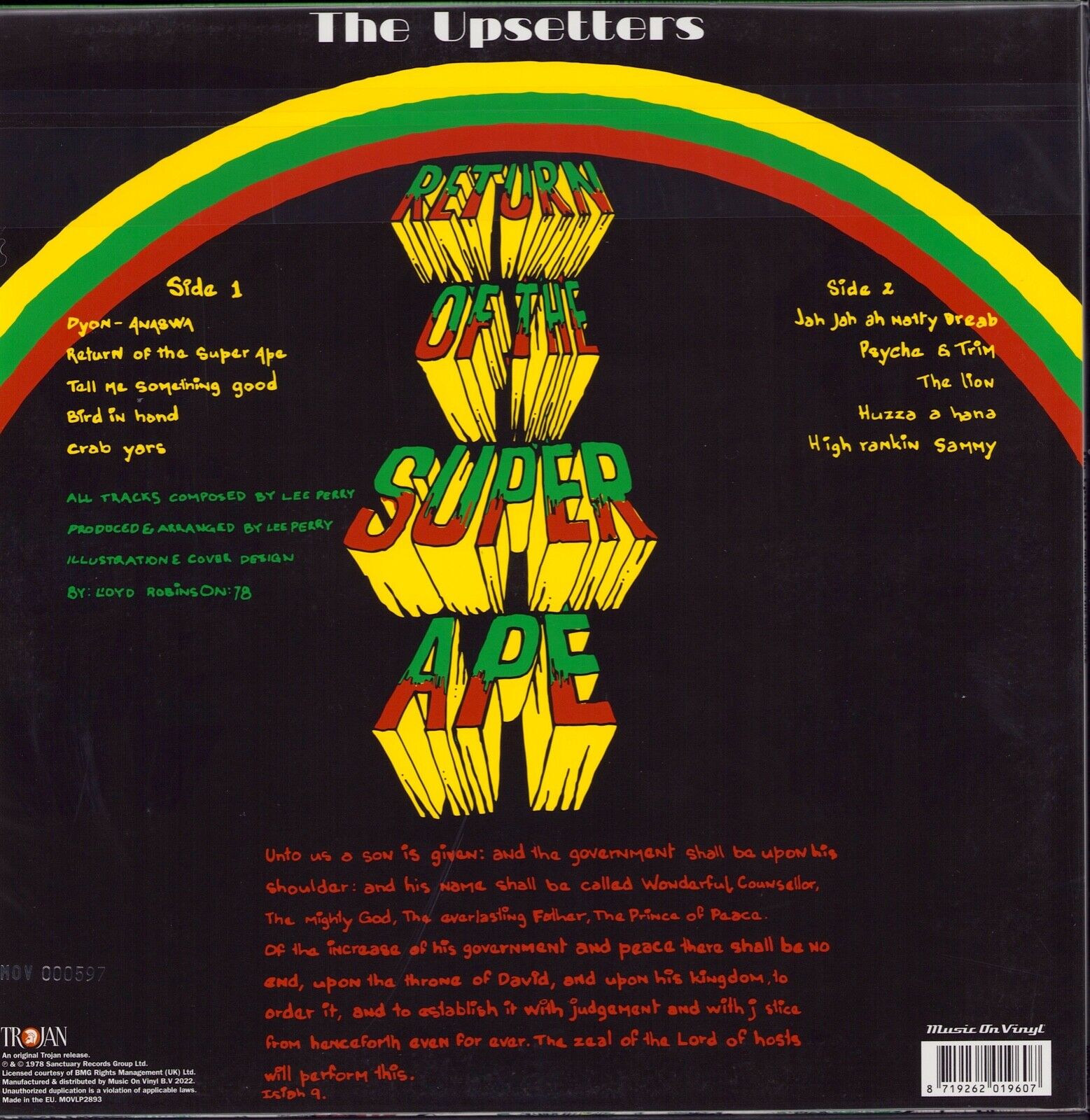 The Upsetters ‎- Return Of The Super Ape Orange Vinyl LP Limited Edition