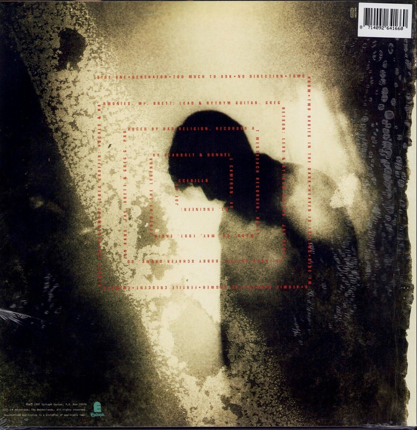 Bad Religion ‎- Generator Smokey Vinyl LP Limited Edition