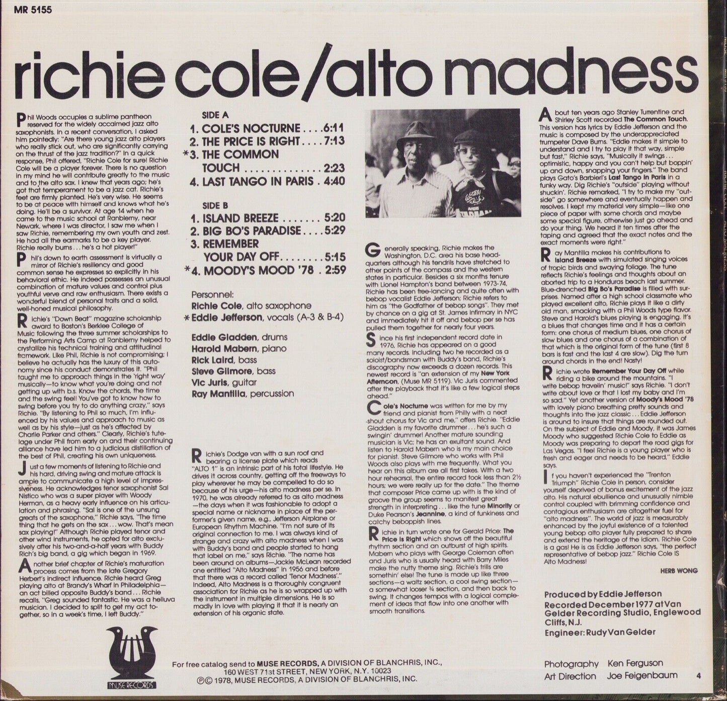 Richie Cole ‎- Alto Madness Vinyl LP