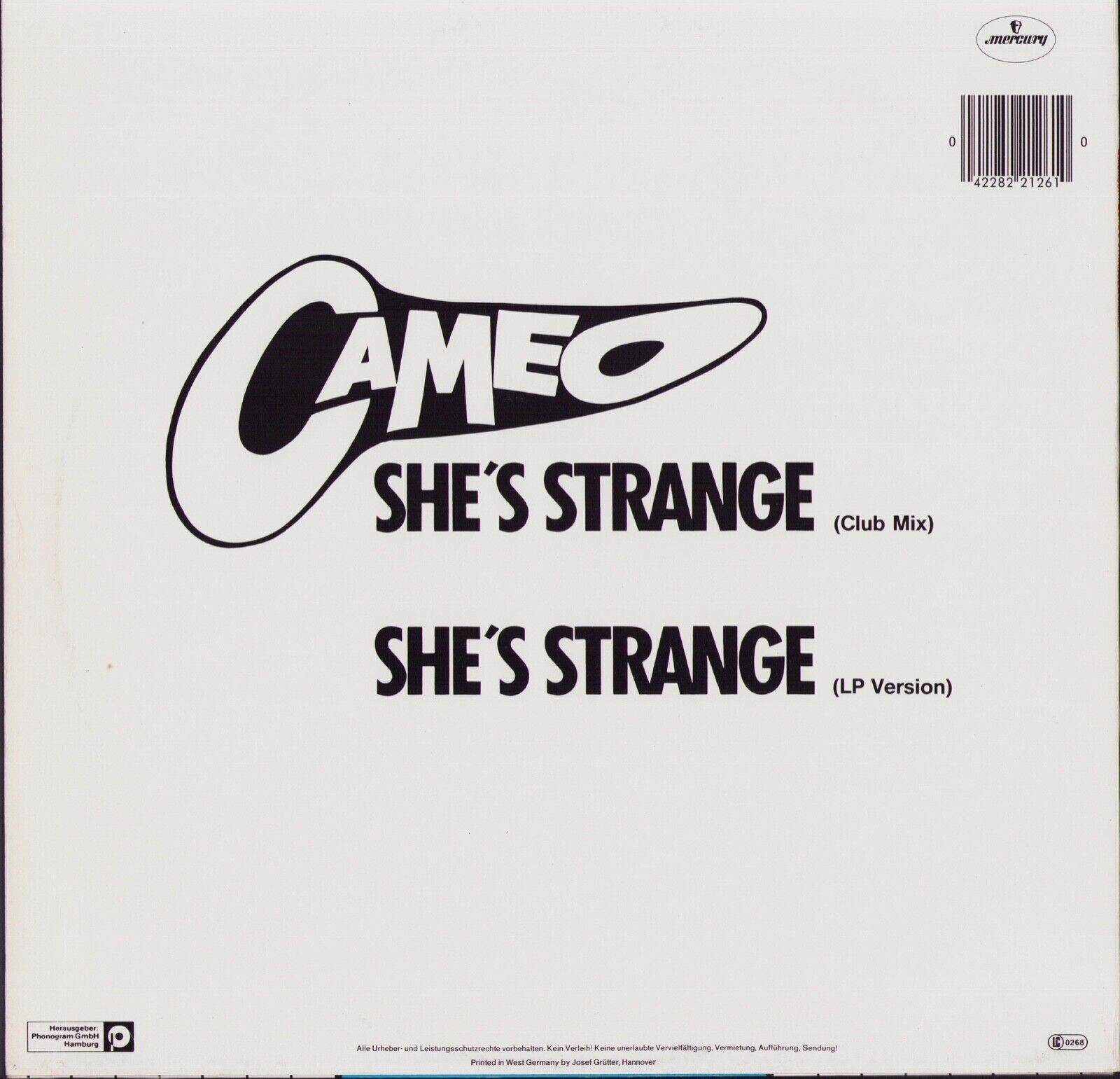 Cameo ‎- She's Strange Vinyl 12"