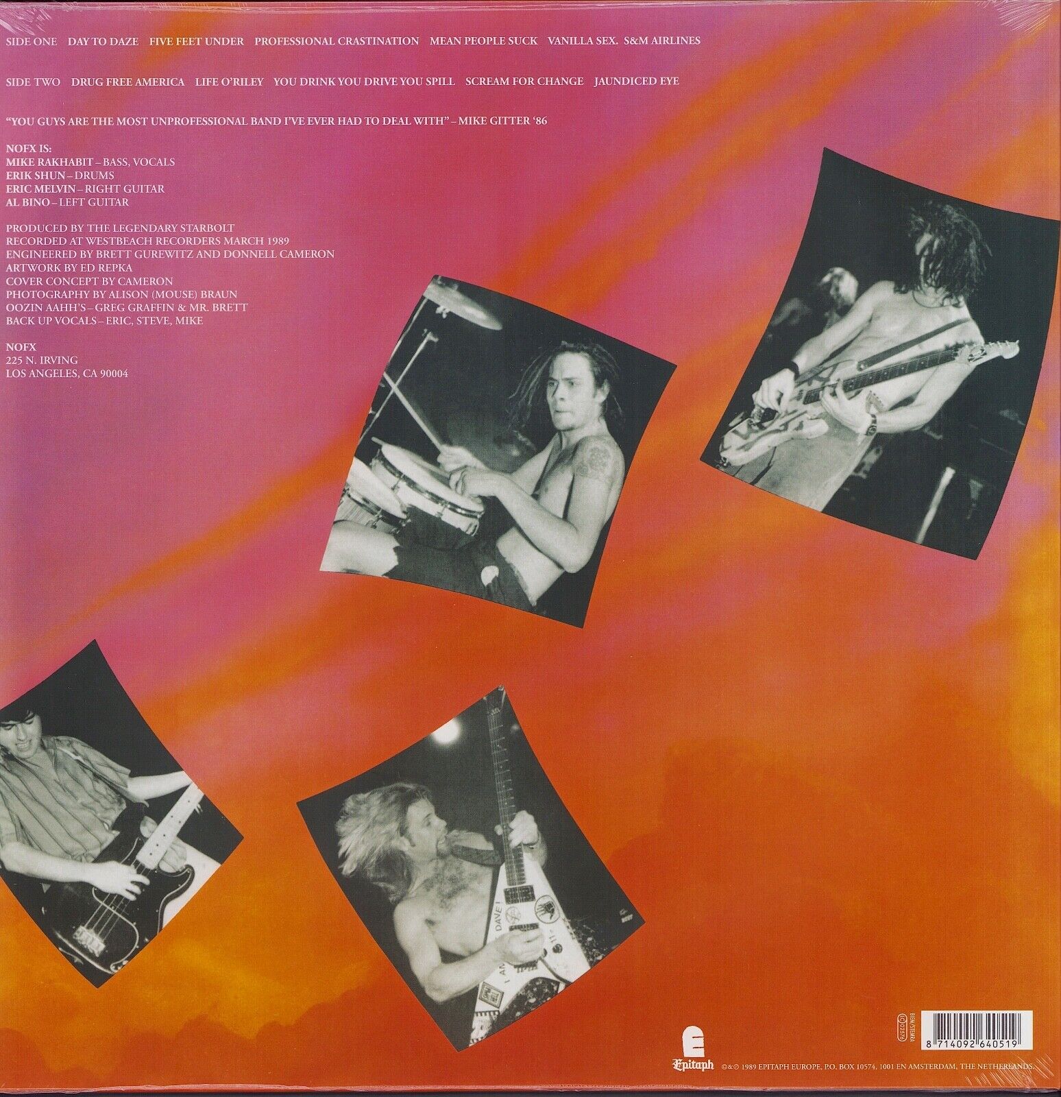 NOFX -S&M Airlines Black Vinyl LP Limited Edition