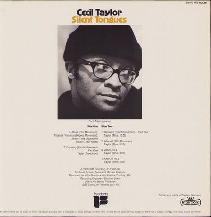 Cecil Taylor ‎- Silent Tongues Vinyl LP DE