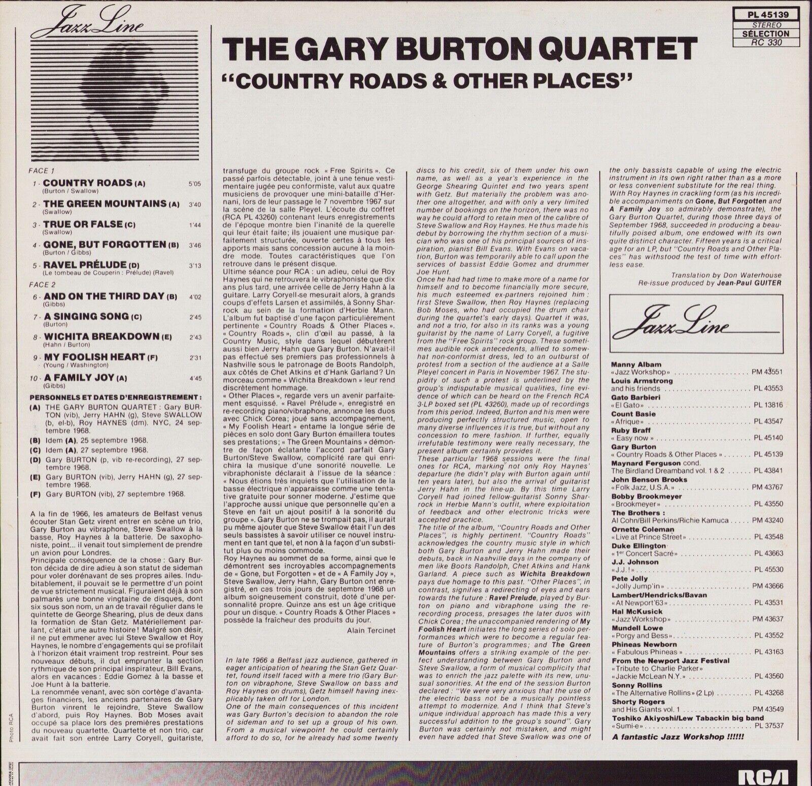Gary Burton Quartet - Country Roads & Other Places Vinyl LP