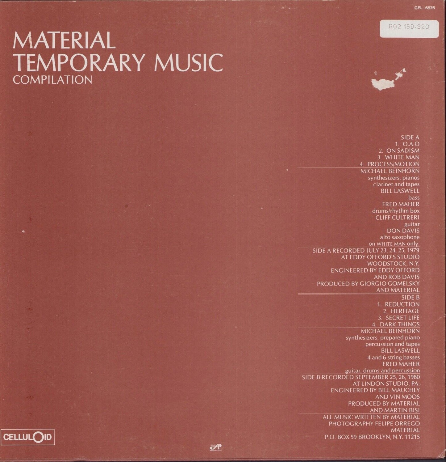 Material ‎- Temporary Music Compilation Vinyl LP
