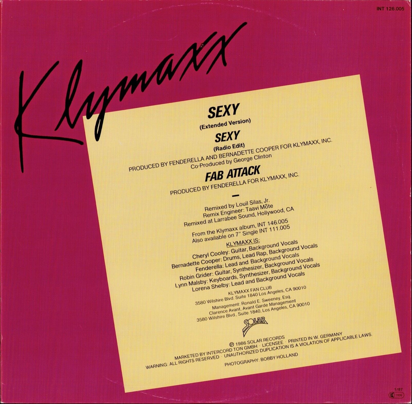 Klymaxx - Sexy Extended Version Vinyl 12"