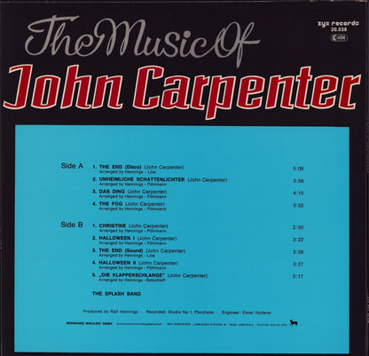 The Splash Band - The Music Of John Carpenter Vinyl LP