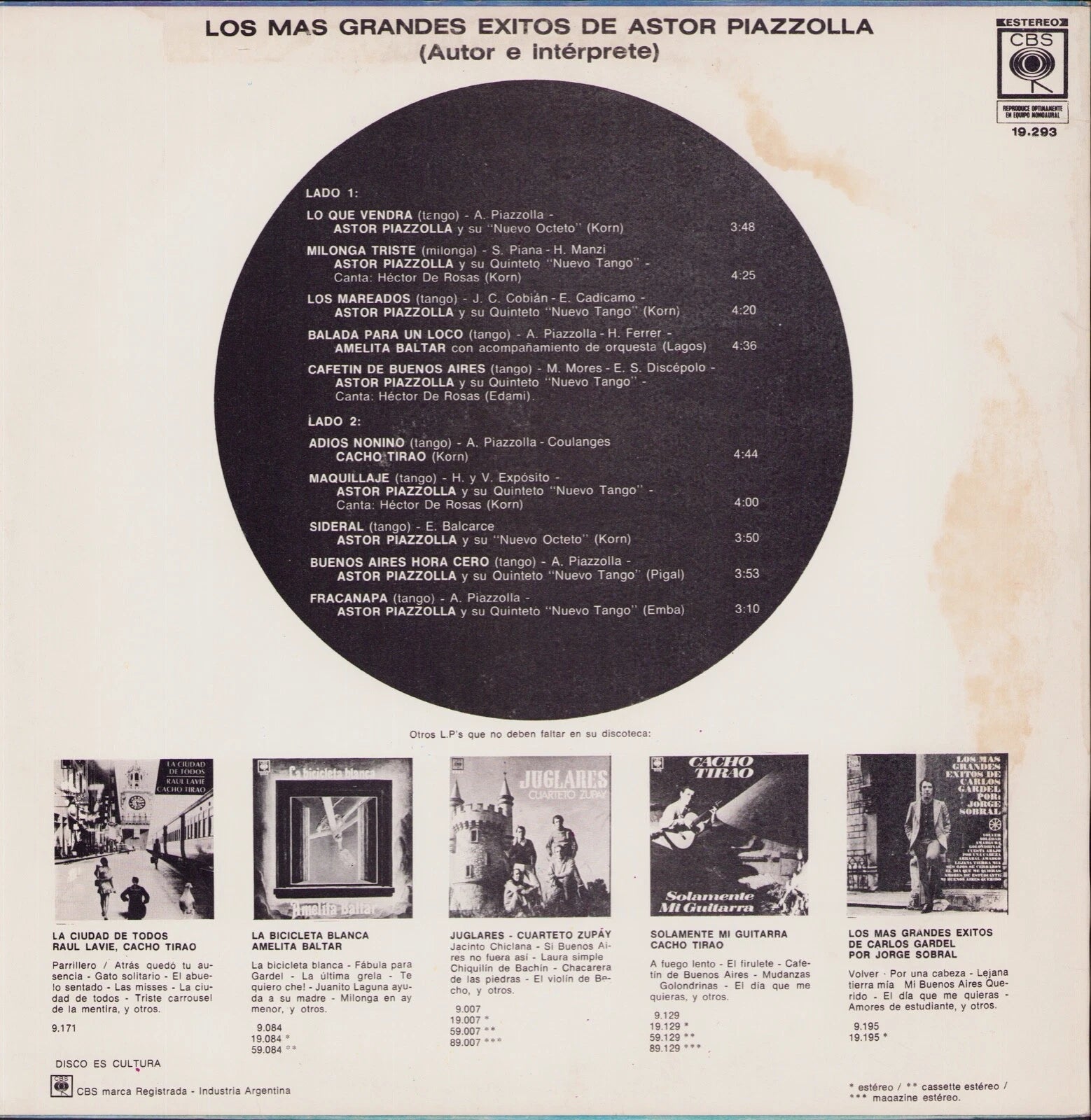 Astor Piazzolla - Los Mas Grandes Exitos De Astor Piazzolla Vinyl LP | AR Original