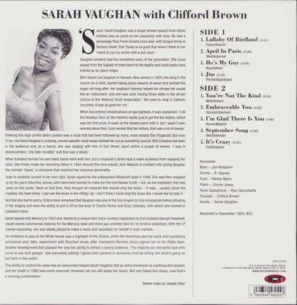 Sarah Vaughan ‎– Sarah Vaughan With Clifford Brown (Red Vinyl LP)