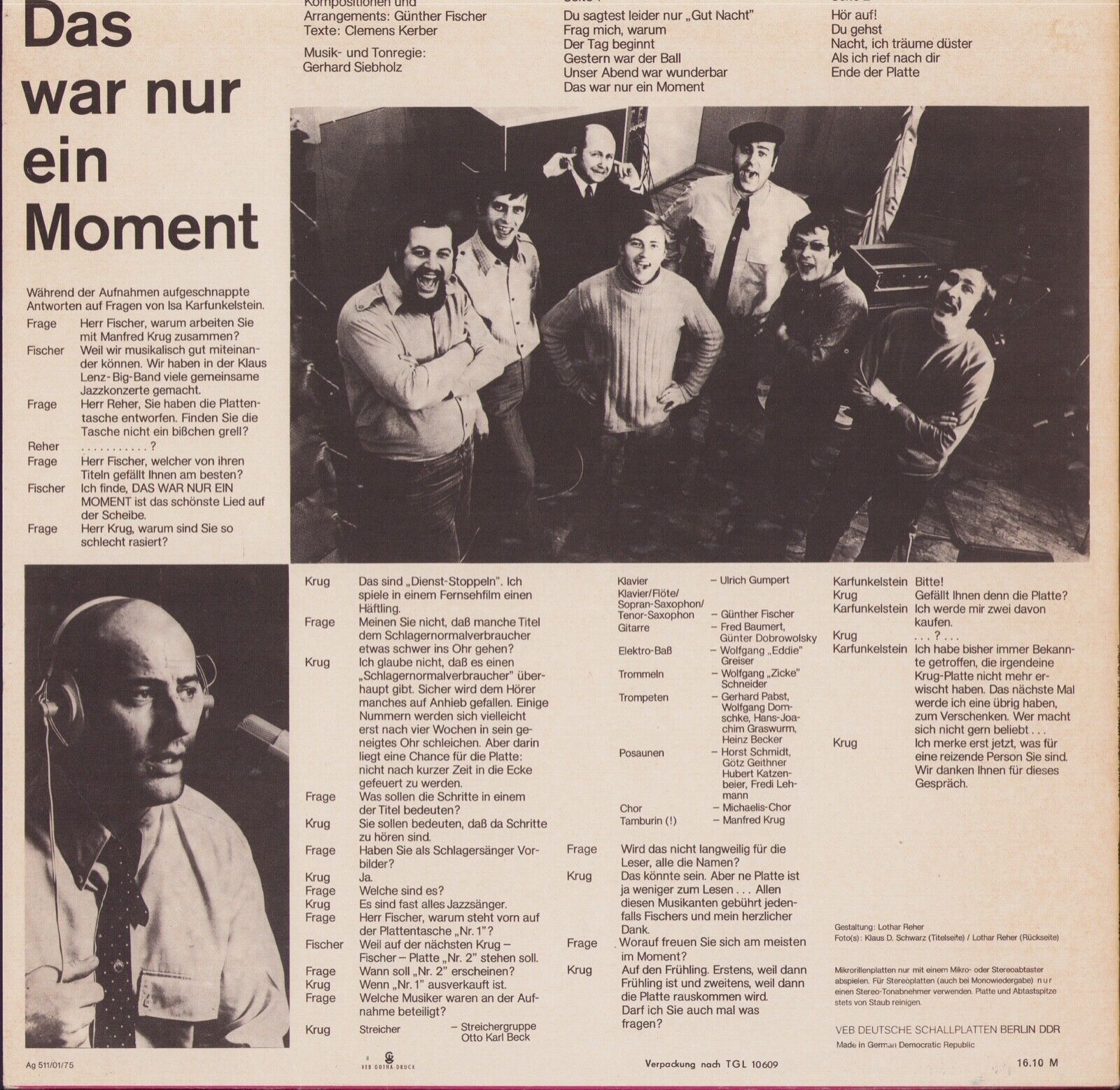 Krug Musik Von Günther Fischer - Das War Nur Ein Moment No.1 Vinyl LP
