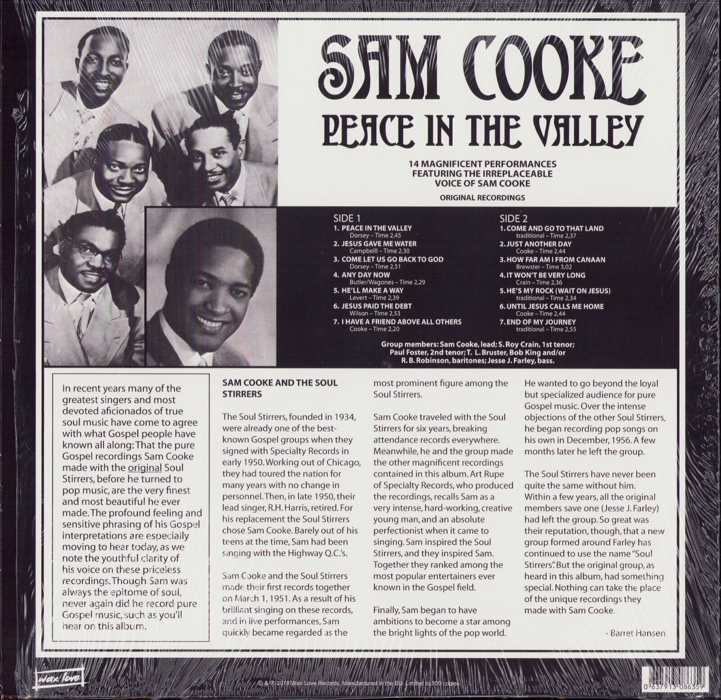 Sam Cooke ‎- Peace In The Valley Vinyl LP Limited Edition