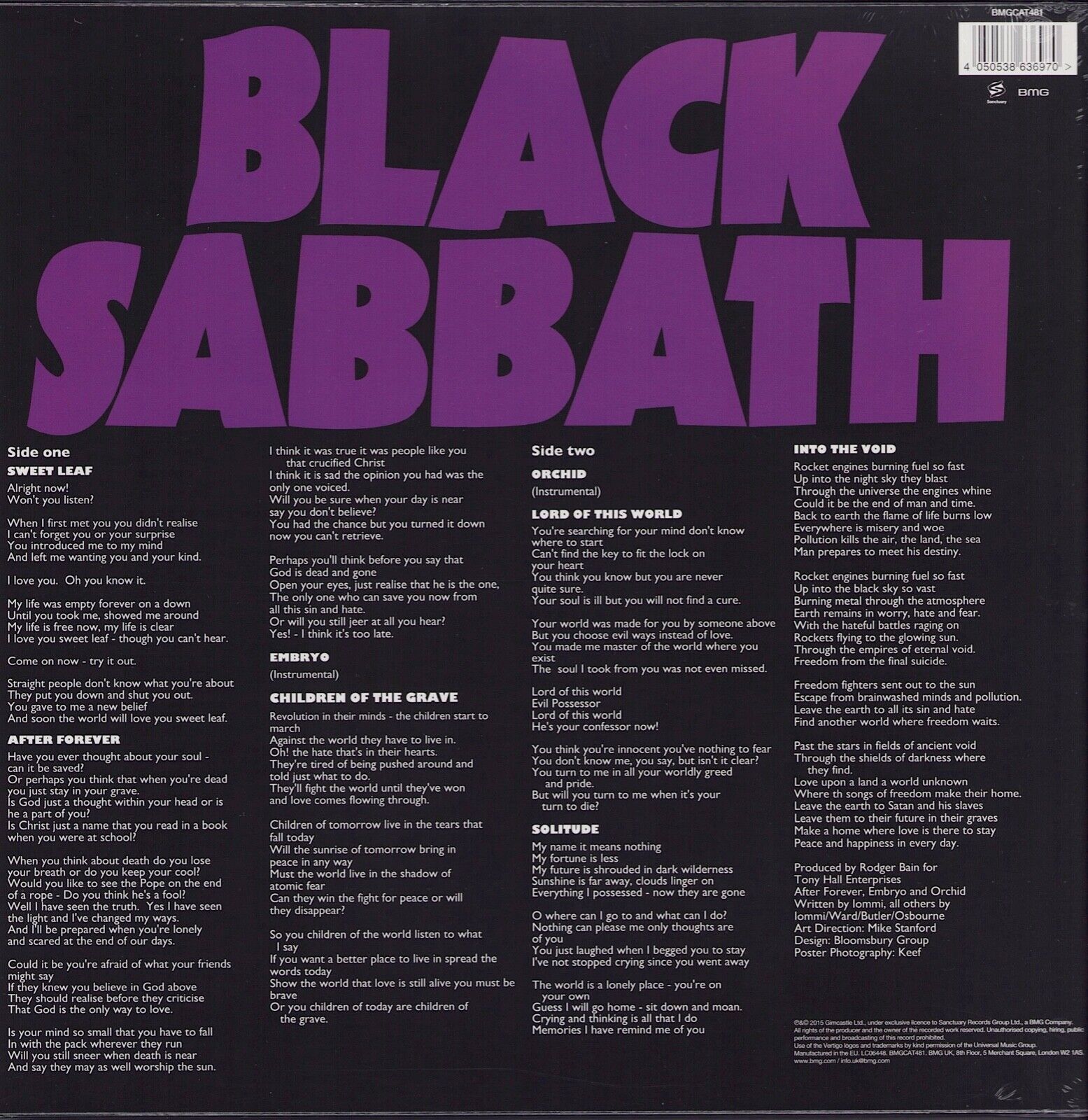 Black Sabbath - Master Of Reality Vinyl LP