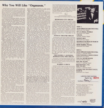 Warren Lubich ‎- Organasm Blue Vinyl LP Limited Edition