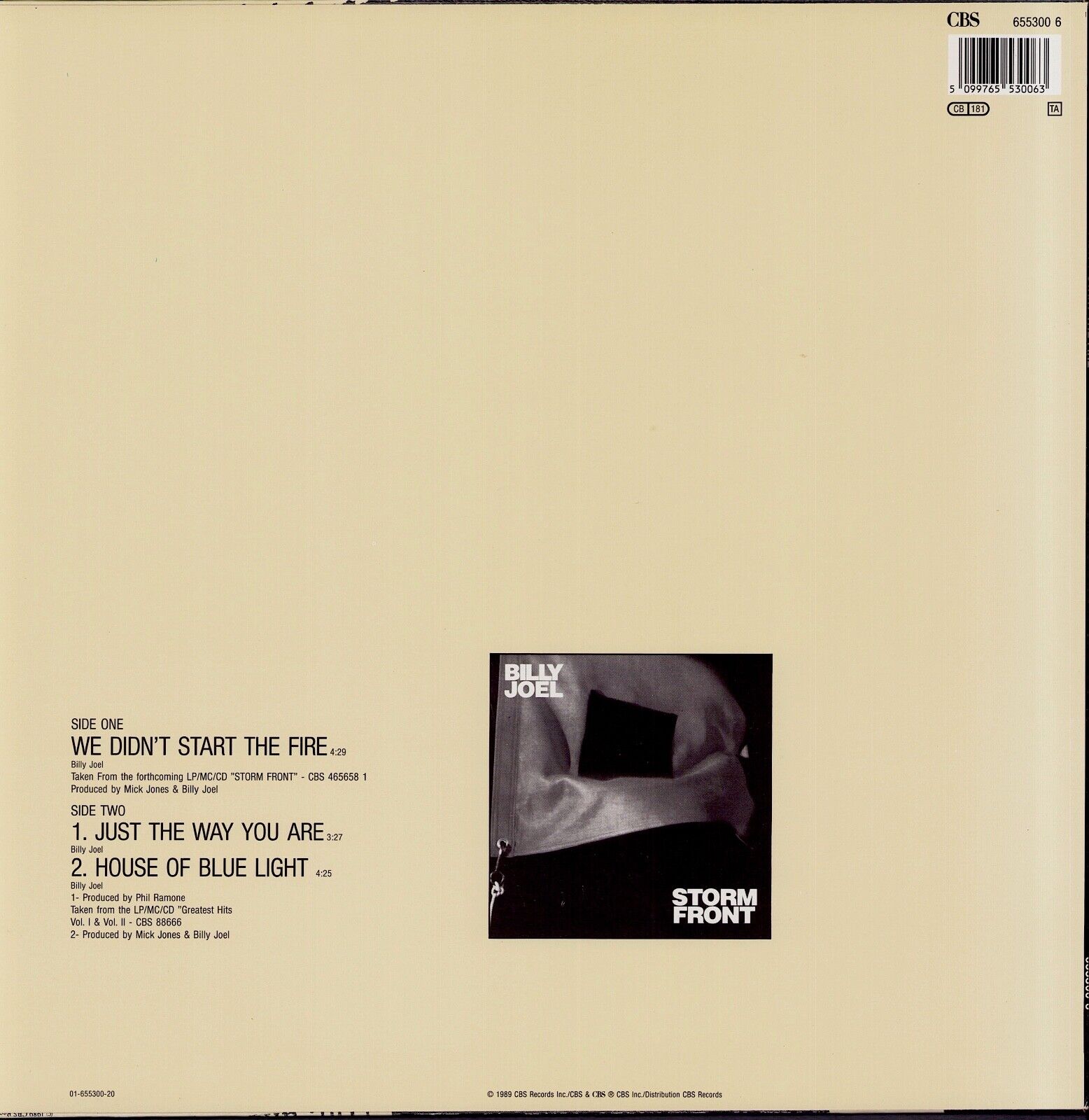 Billy Joel ‎- We Didn't Start The Fire Vinyl 12"