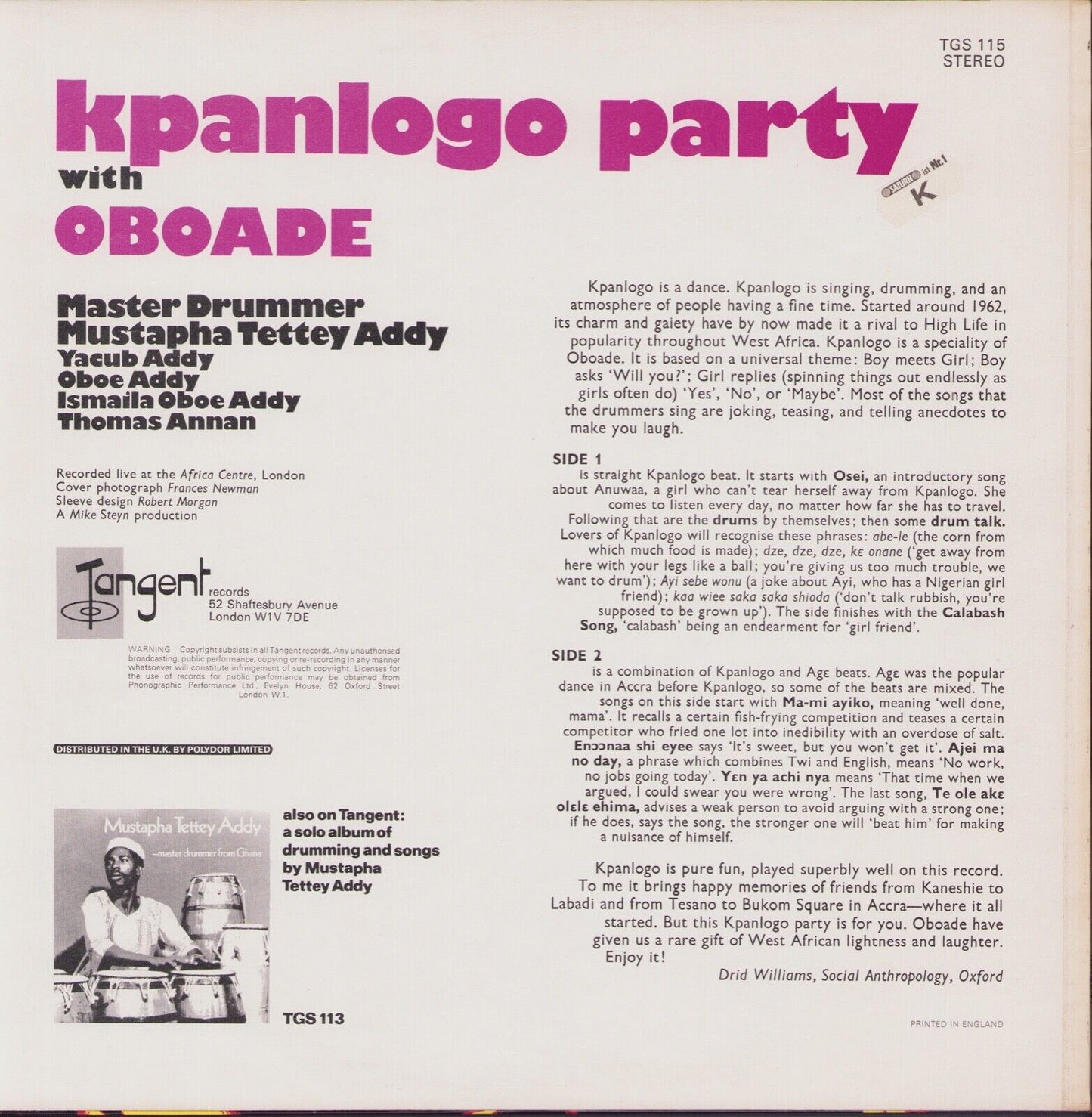 Oboade ‎- Kpanlogo Party With Oboade Vinyl LP