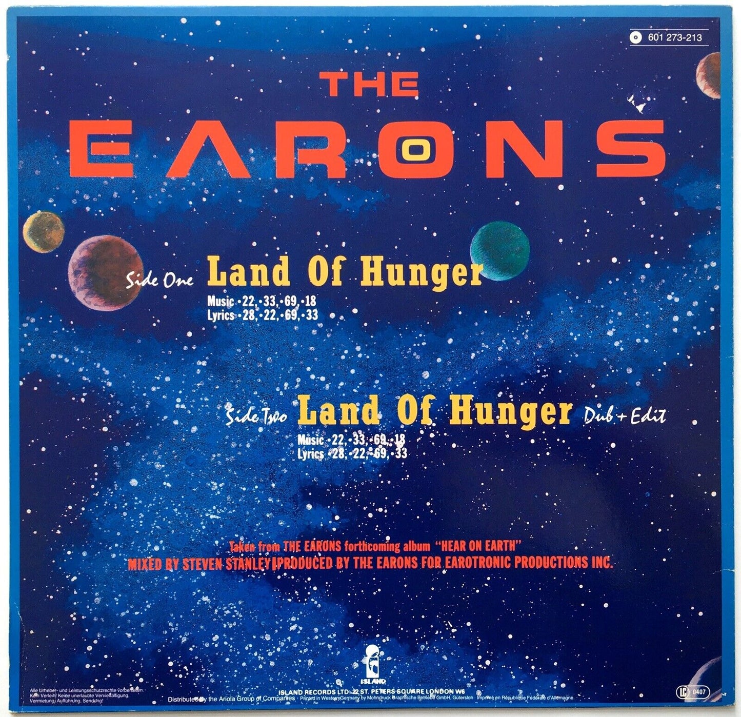 The Earons - Land Of Hunger Vinyl 12"