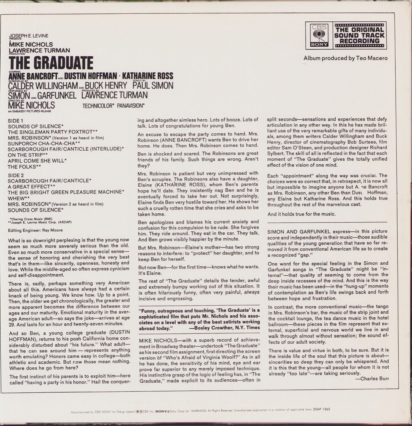 Paul Simon, Simon & Garfunkel, David Grusin - The Graduate: Original Soundtrack Vinyl LP