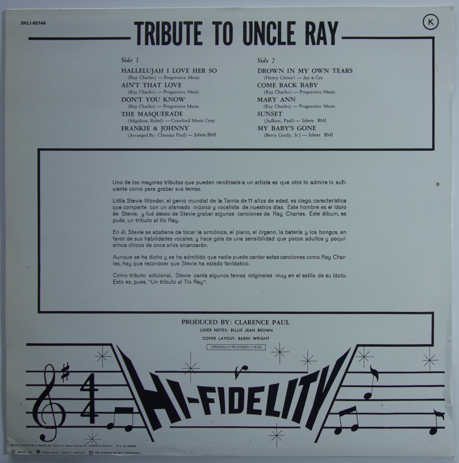 Little Stevie Wonder - Tribute To Uncle Ray Vinyl LP