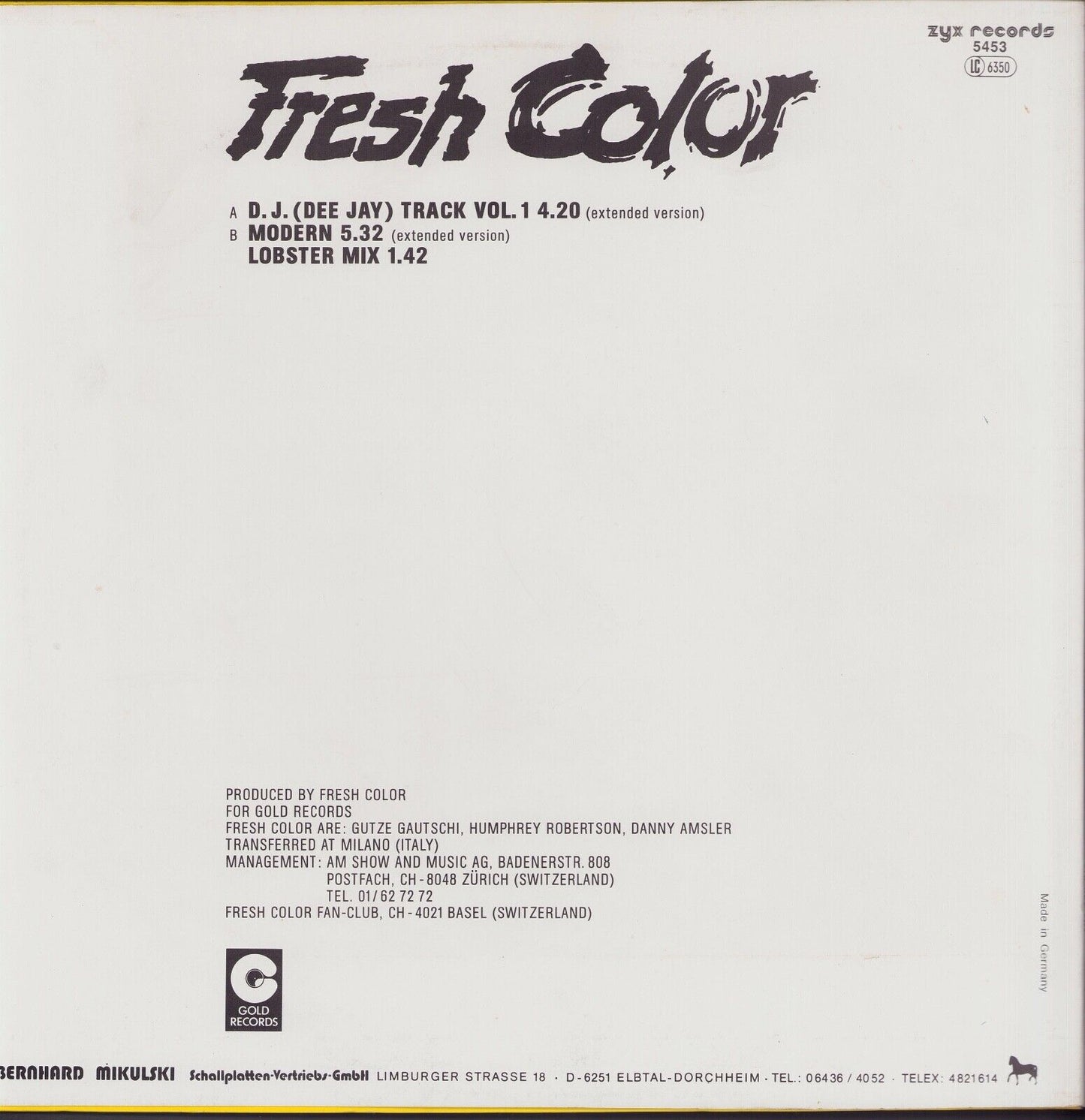 Fresh Color ‎- D.J. Track Vol. 1 Vinyl 12"
