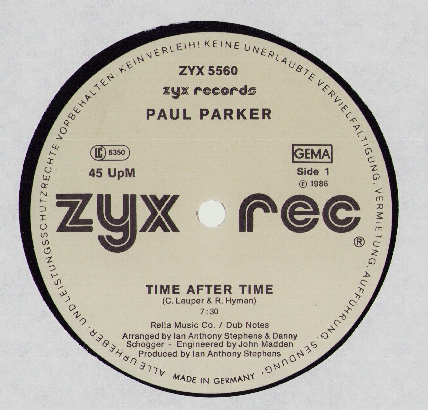 Paul Parker - Time After Time Vinyl 12"
