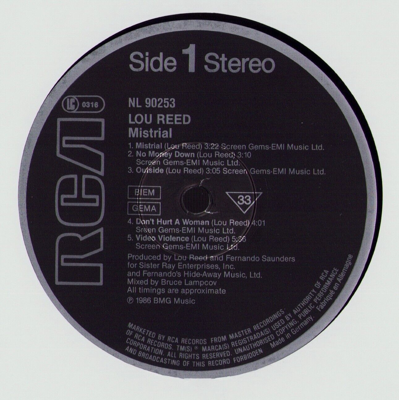 Lou Reed - Mistrial Vinyl LP