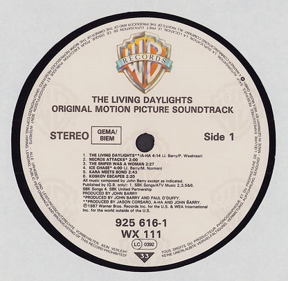 John Barry ‎- The Living Daylights Original Motion Picture Soundtrack Vinyl LP