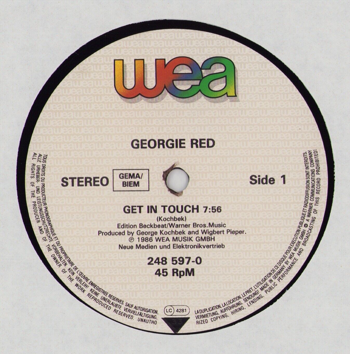 Georgie Red ‎- Get In Touch Vinyl 12"