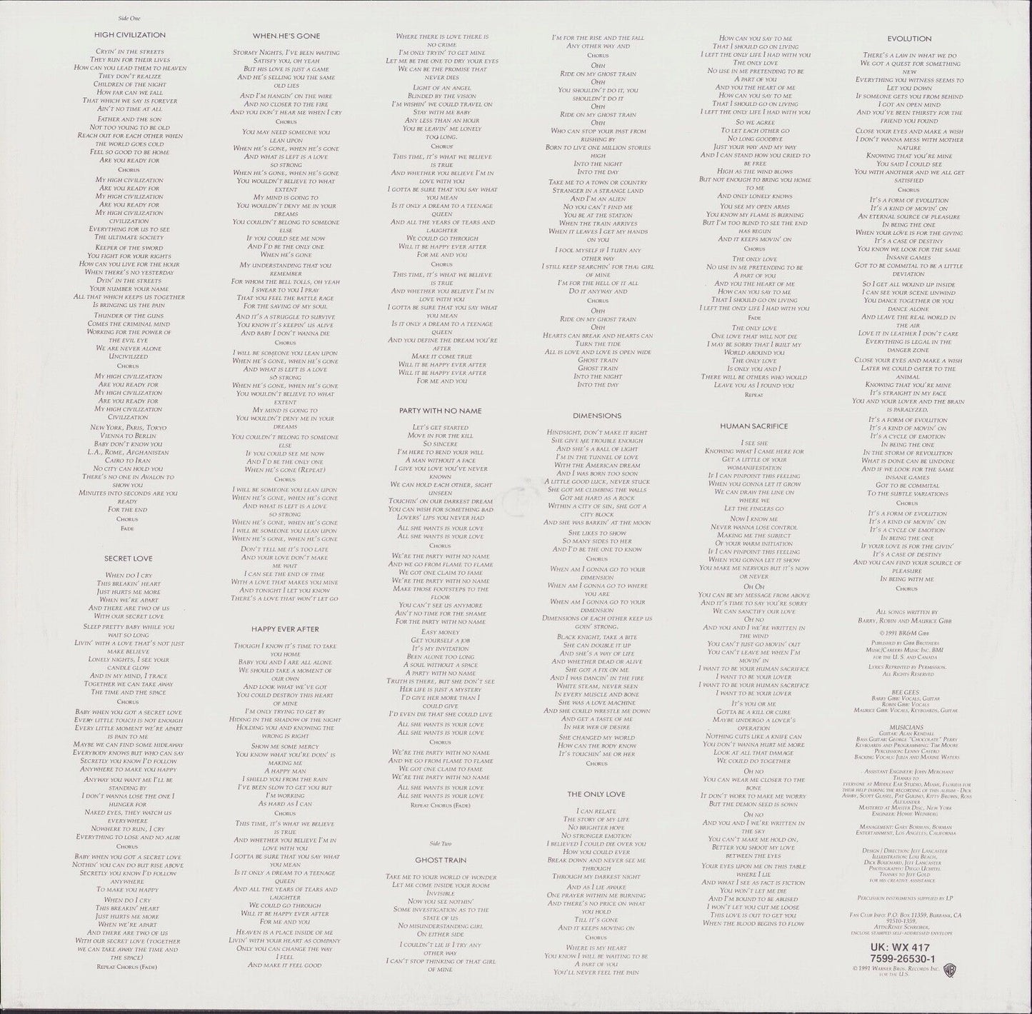 Bee Gees ‎- High Civilization Vinyl LP Kopie