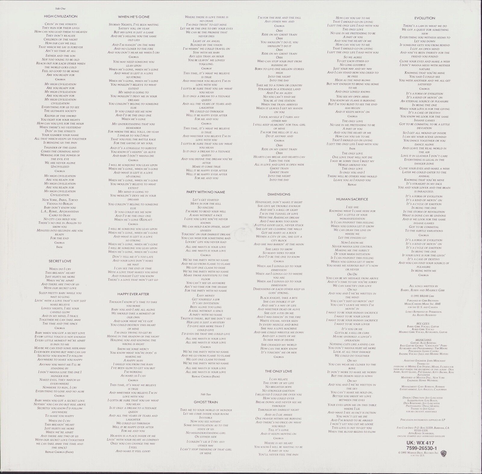 Bee Gees ‎- High Civilization Vinyl LP Kopie