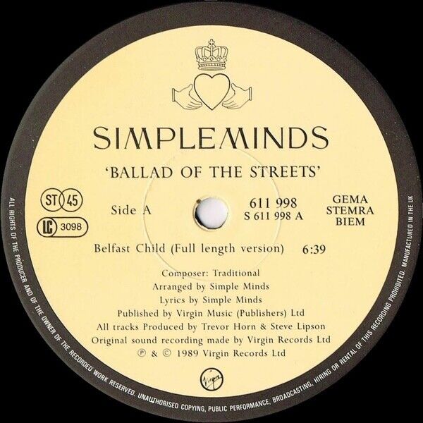 Simple Minds - Ballad Of The Streets Vinyl 12"