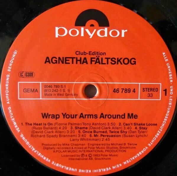 Agnetha Fältskog - Wrap Your Arms Around Me Vinyl LP Club Edition