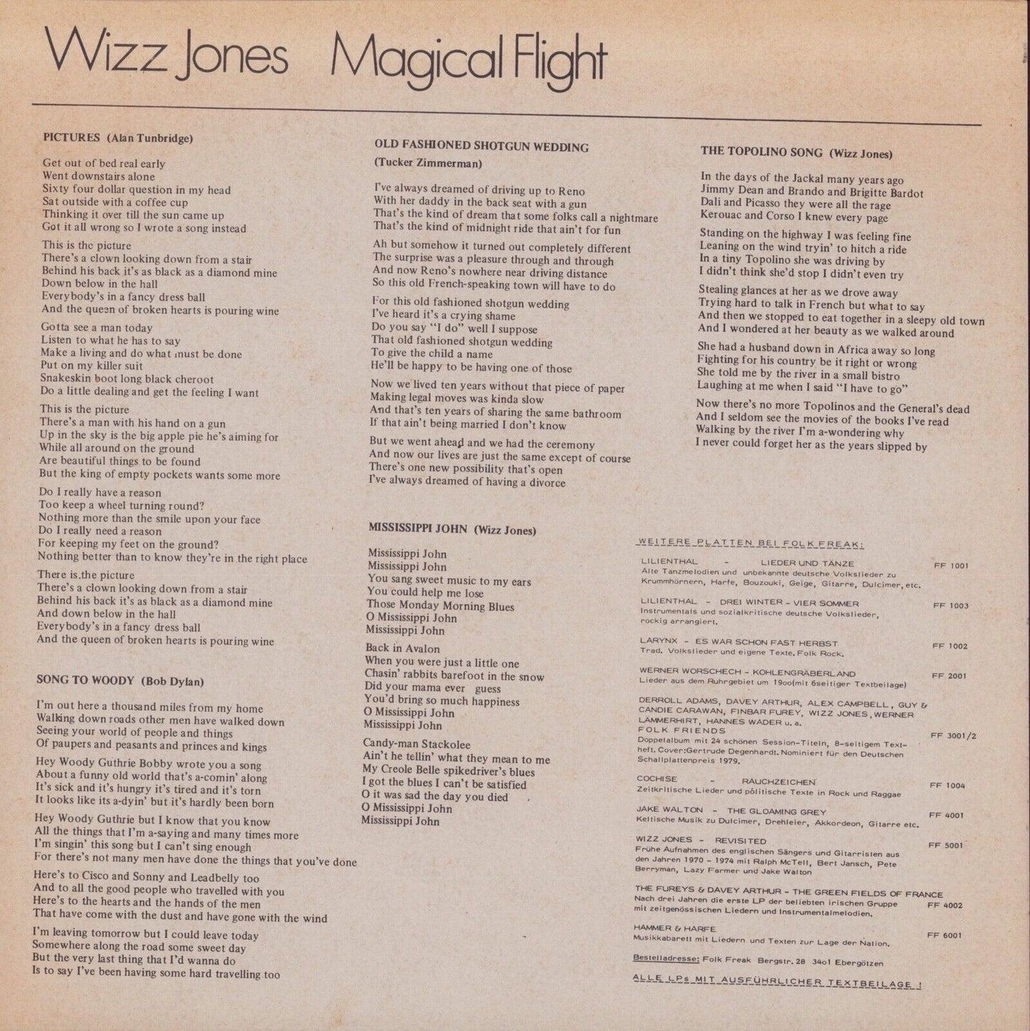 Wizz Jones ‎- Magical Flight Vinyl LP